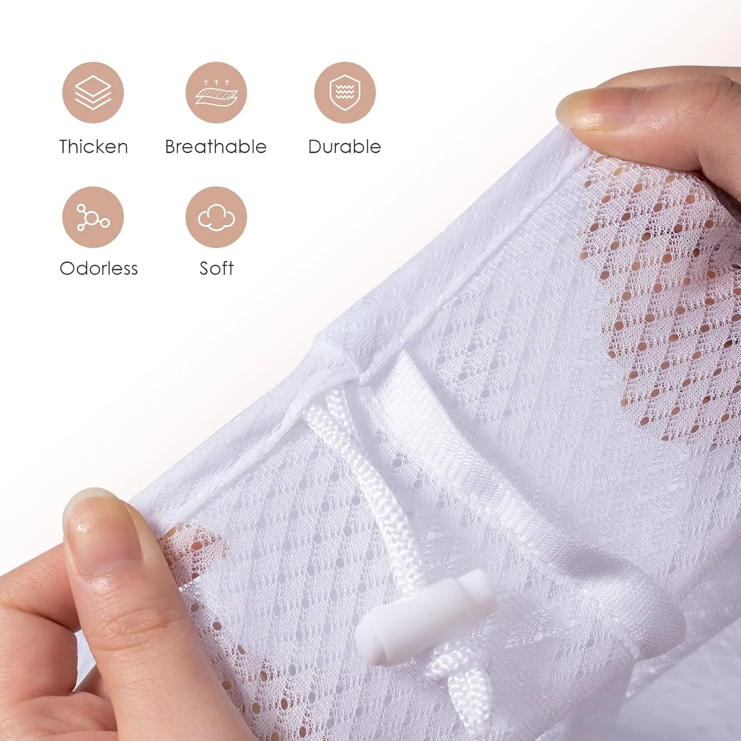 Large Mesh Laundry Bag, 27×36inch Heavy Duty Mesh Laundry Bags Drawstring Lockable, Laundry Hamper Liner, Machine Washable, for Travel,Storage, Sports Factories, Dorms, White 2pcs