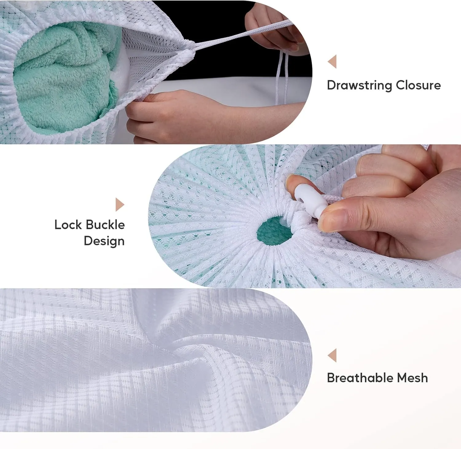 Large Mesh Laundry Bag, 27×36inch Heavy Duty Mesh Laundry Bags Drawstring Lockable, Laundry Hamper Liner, Machine Washable, for Travel,Storage, Sports Factories, Dorms, White 2pcs