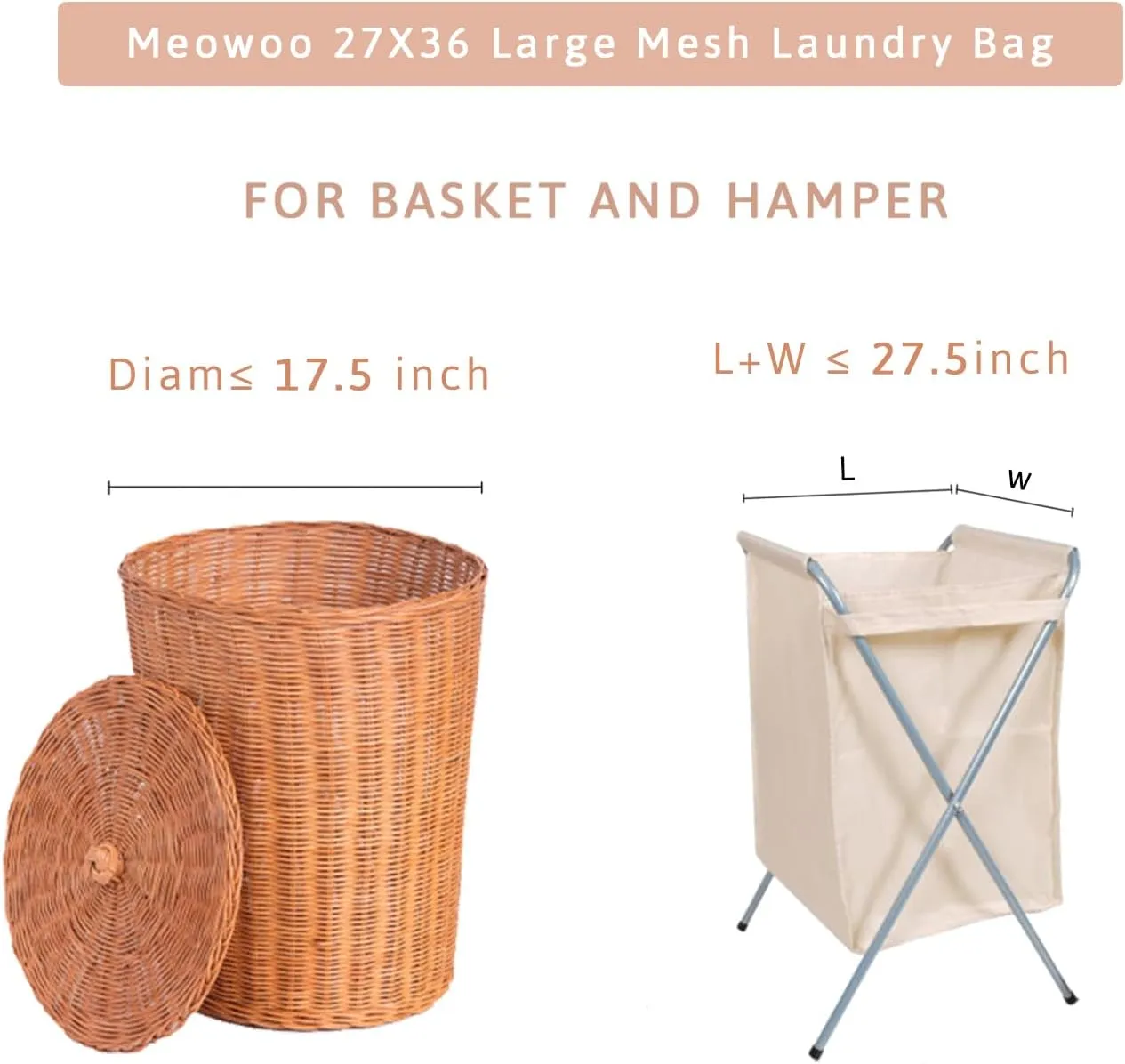 Large Mesh Laundry Bag, 27×36inch Heavy Duty Mesh Laundry Bags Drawstring Lockable, Laundry Hamper Liner, Machine Washable, for Travel,Storage, Sports Factories, Dorms, White 2pcs
