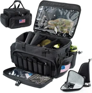 Large Pistol Range Bag Shooting - Tactical Gun Range Bag with Pistol Cases, Gun Bags for Handguns, Gun Bag for Men, Ammo Bag, Gun Carrying Duffle Bag for Gun Accessories