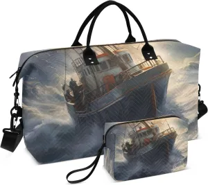 Large Travel Duffel Bag Sports Tote Gym Bag Overnight Weekender Bags Shipwreck 2 Carry On Luggage with Toiletry Bags