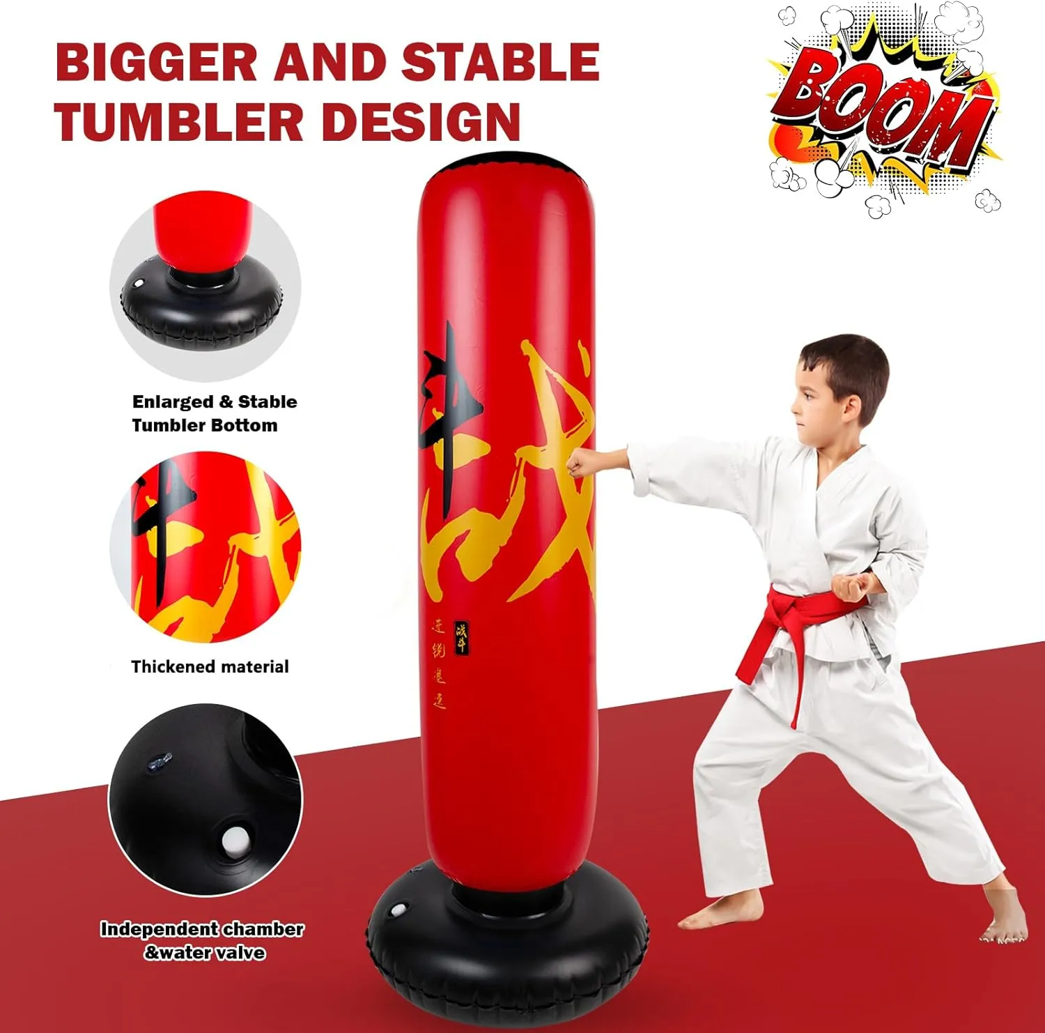 Larger Inflatable Punching Bag for Kids with Boxing Gloves,Tall 66 Inch Ninja Kids Inflatable Boxing Bag,Gifts for Boys & Girls Age 5-12 for Taekwondo,MMA and Practicing Karate