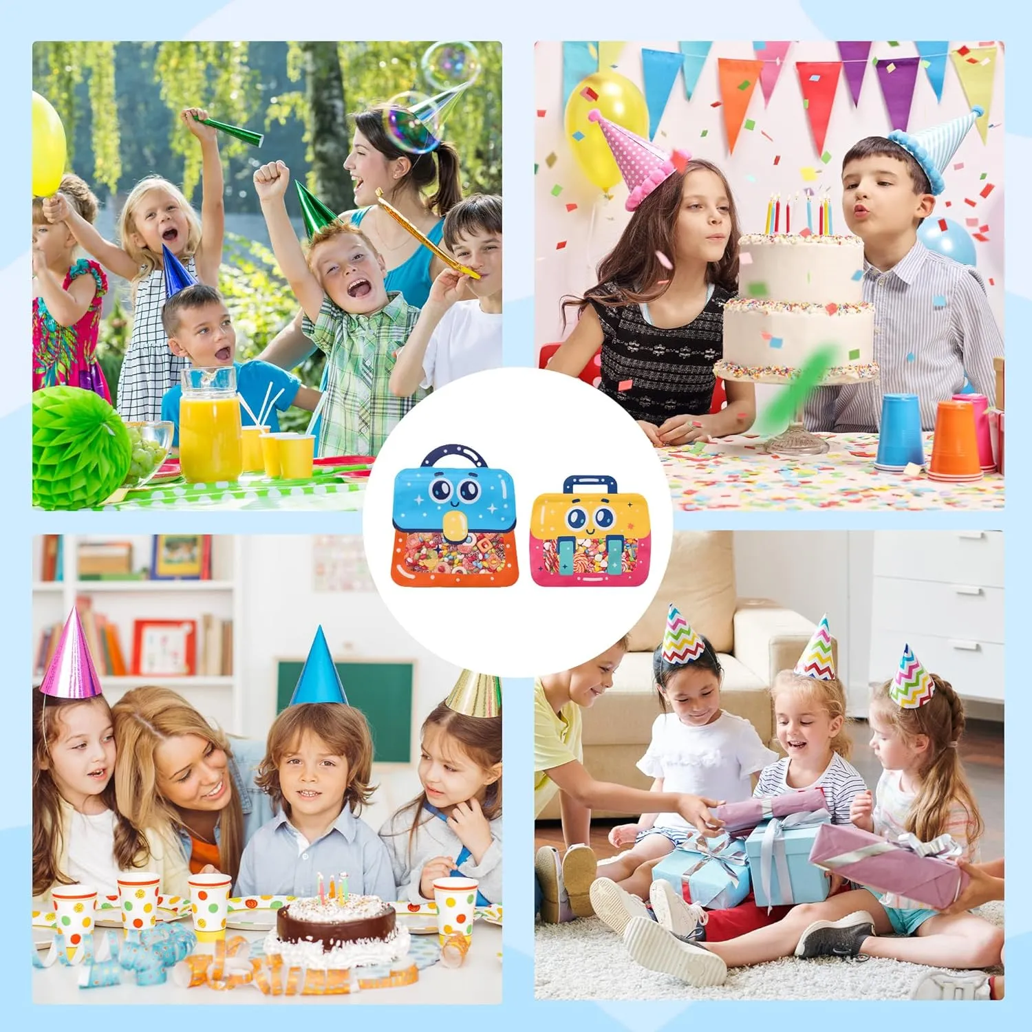 Lati Large Cartoon 24PCS Birthday Party Favors Goodie Bags - Style Durable Plastics Gift with Handles for Candy Treats,Events