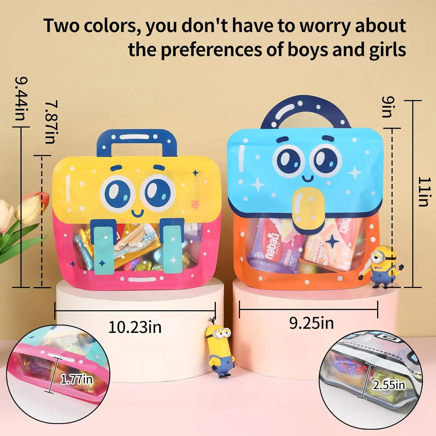 Lati Large Cartoon 24PCS Birthday Party Favors Goodie Bags - Style Durable Plastics Gift with Handles for Candy Treats,Events