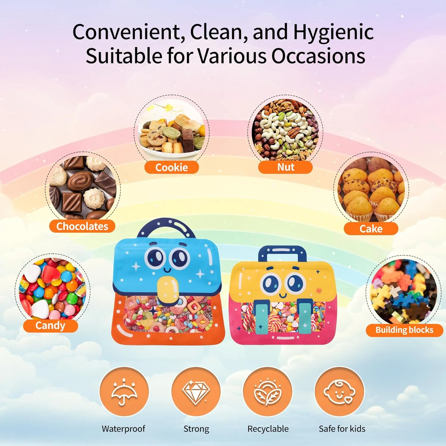 Lati Large Cartoon 24PCS Birthday Party Favors Goodie Bags - Style Durable Plastics Gift with Handles for Candy Treats,Events
