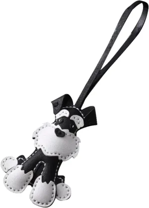 Leather Dogs Bag Charms Purse Charms Cute Keychains for Women Handbags Tote, DIY Stitch Crafts for Key Chain and Bag Accessories(Schnauzer)
