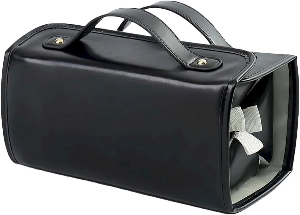 Leather Waterproof Cosmetic Bag Portable 4-in-1 Foldable Cosmetic Bag Large Capacity Travel Toiletry Bag Roll Up Toiletry Bag Independent Partition Removable