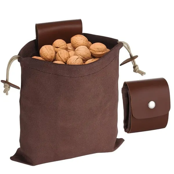 Leather Waxed Canvas Pouch Outdoor Food Bags Foraging Bags Picking Bags Tool Bags