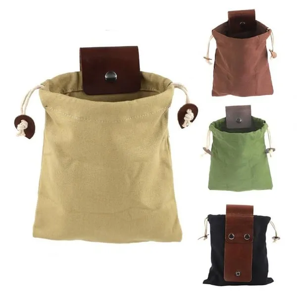 Leather Waxed Canvas Pouch Outdoor Food Bags Foraging Bags Picking Bags Tool Bags