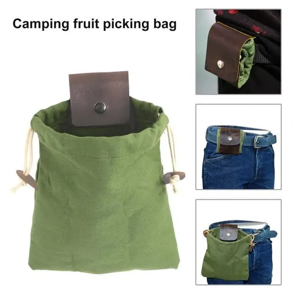 Leather Waxed Canvas Pouch Outdoor Food Bags Foraging Bags Picking Bags Tool Bags