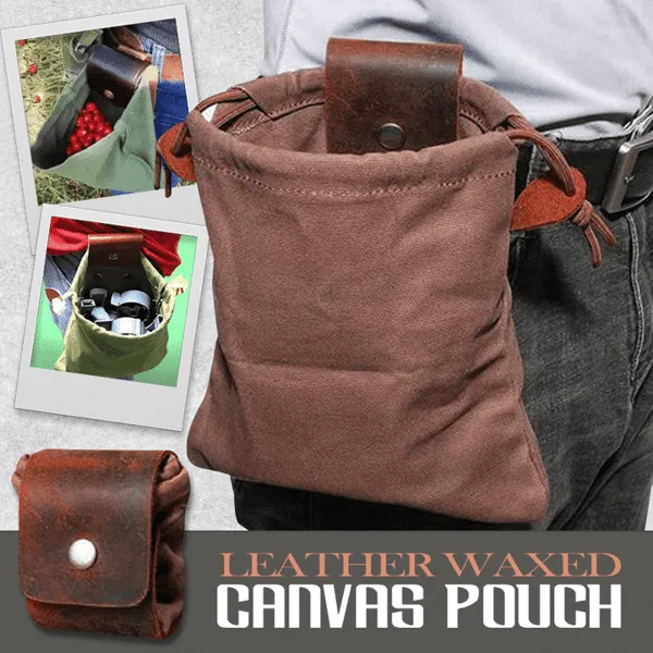 Leather Waxed Canvas Pouch Outdoor Food Bags Foraging Bags Picking Bags Tool Bags