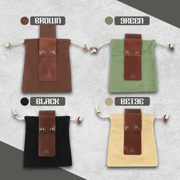 Leather Waxed Canvas Pouch Outdoor Food Bags Foraging Bags Picking Bags Tool Bags