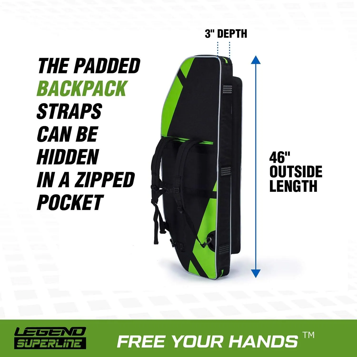 Legend Superline Soft Bow Case for Compound Bow - Thick Padded Compound Bow Case with Backpack & Shoulder Straps, Multiple Pockets, Arrow Tube Holder - Archery Bag for Gear & Accessories - 44"