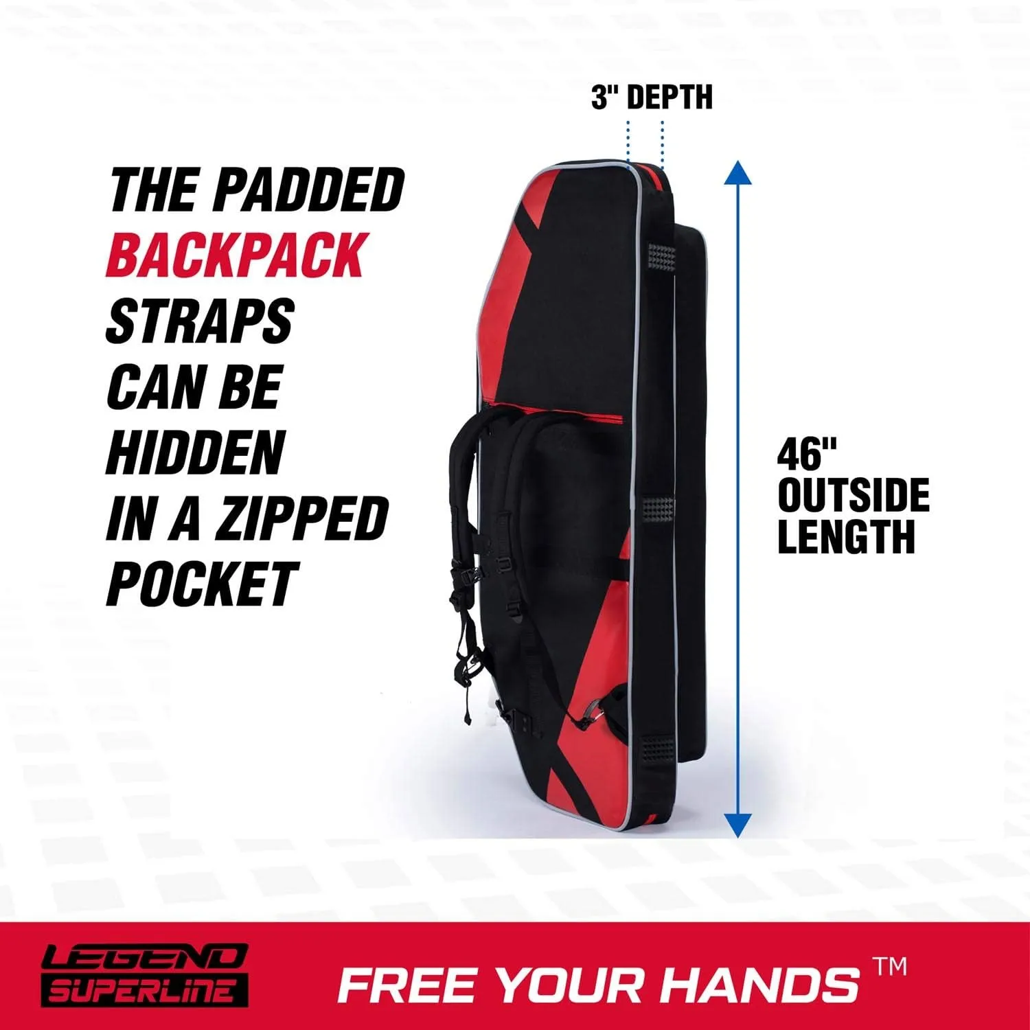 Legend Superline Soft Bow Case for Compound Bow - Thick Padded Compound Bow Case with Backpack & Shoulder Straps, Multiple Pockets, Arrow Tube Holder - Archery Bag for Gear & Accessories - 44"