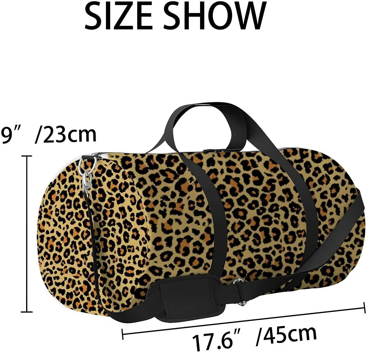 Leopard Sports Duffel Bag Travel Gym Tote Bags Lightweight Durable Shoulder Strap Waterproof Polyester Outside Mesh Pocket Overnight Trip Duffel Bag for Women Men