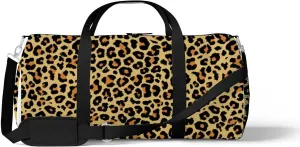 Leopard Sports Duffel Bag Travel Gym Tote Bags Lightweight Durable Shoulder Strap Waterproof Polyester Outside Mesh Pocket Overnight Trip Duffel Bag for Women Men