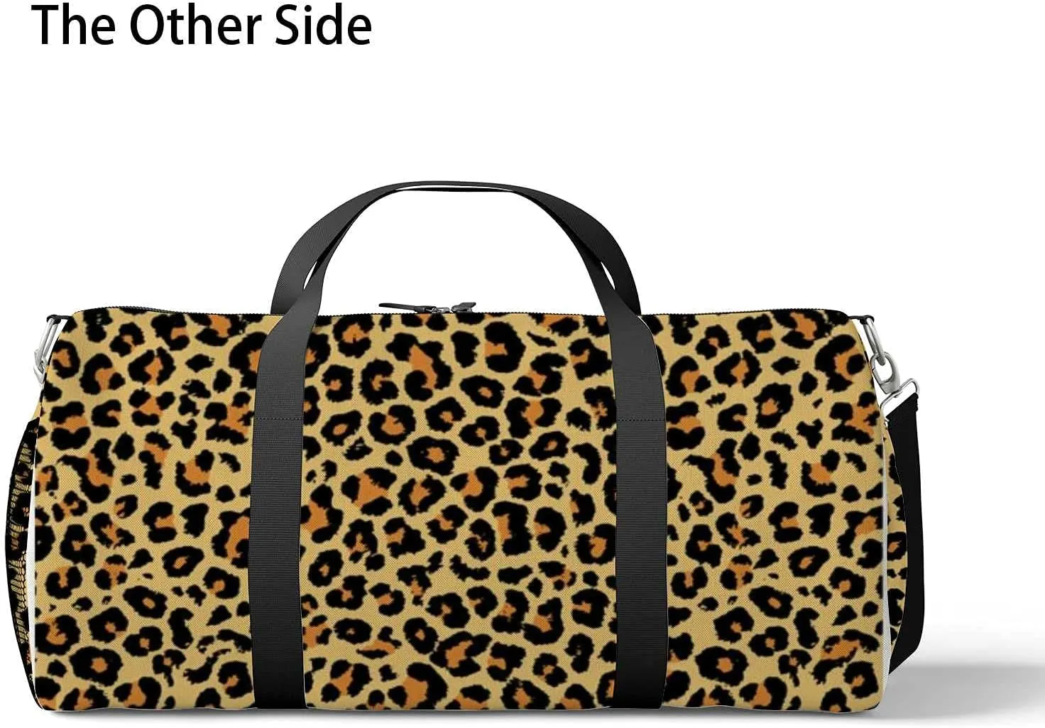 Leopard Sports Duffel Bag Travel Gym Tote Bags Lightweight Durable Shoulder Strap Waterproof Polyester Outside Mesh Pocket Overnight Trip Duffel Bag for Women Men