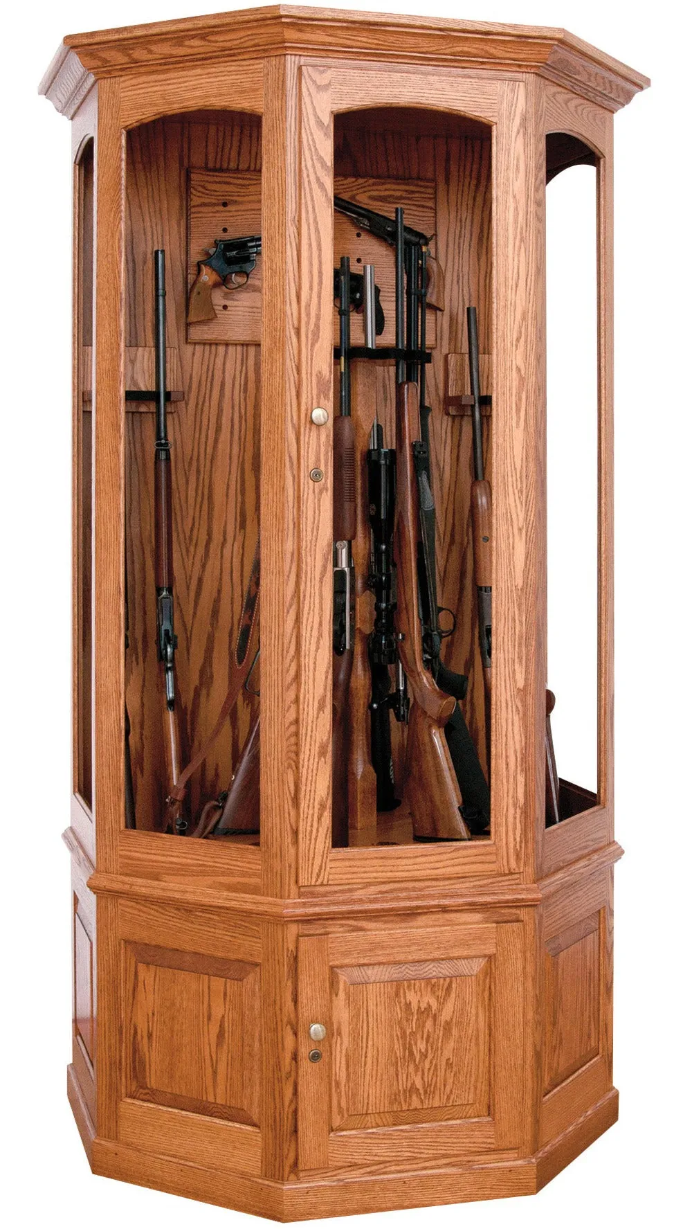 LG Revolver - Amish 16 Gun Wall Cabinet with Rotating Gun Rack Carousel