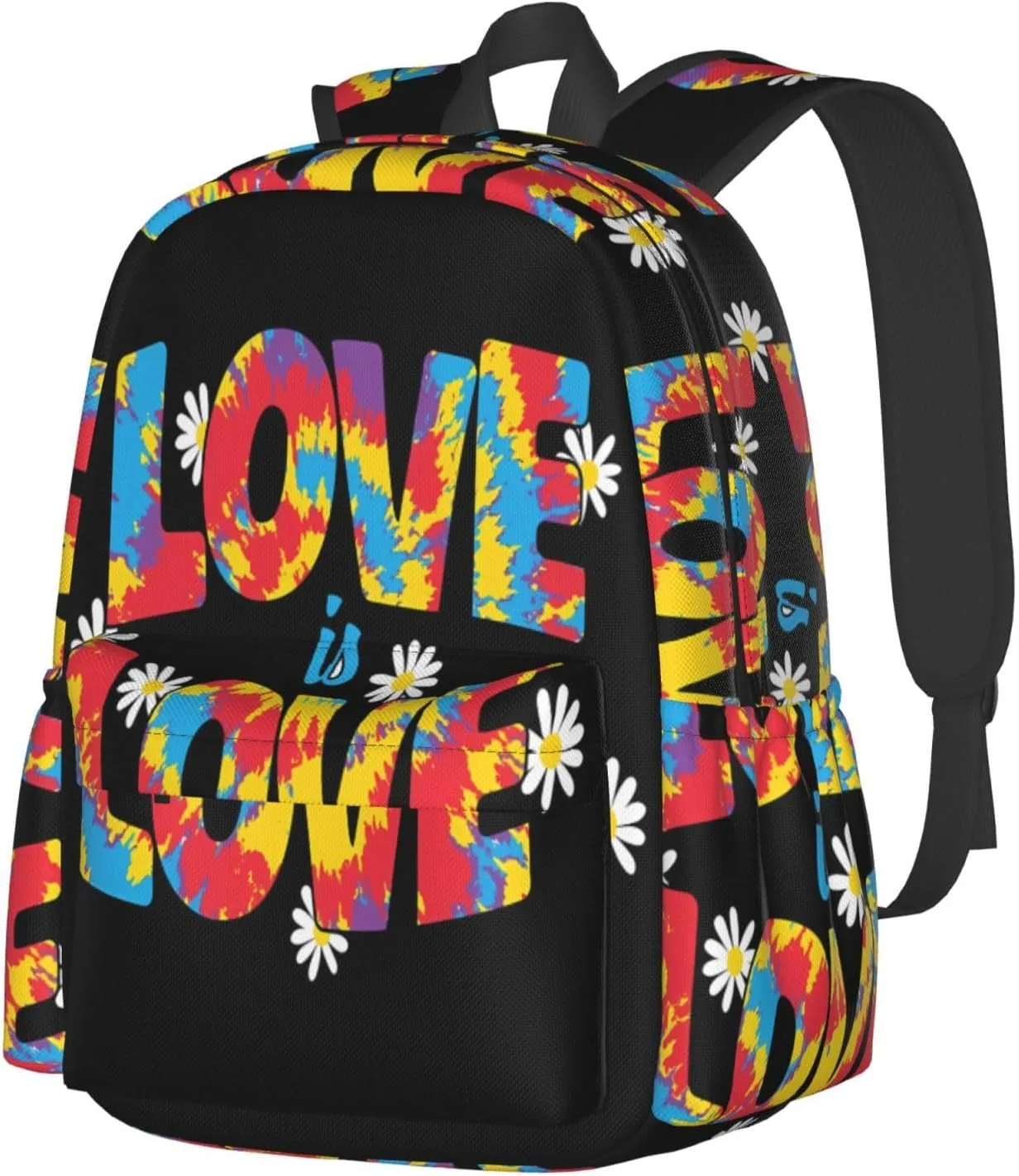 LGBT Rainbow Gay Pride Love Is Love Tie-dye 17 Inch Casual Backpack Laptop Backpacks Travel Back Pack Large Camping Rucksack Hiking Daypack Lightweight Double Shoulder Bag