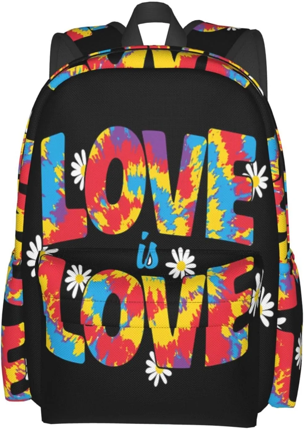 LGBT Rainbow Gay Pride Love Is Love Tie-dye 17 Inch Casual Backpack Laptop Backpacks Travel Back Pack Large Camping Rucksack Hiking Daypack Lightweight Double Shoulder Bag
