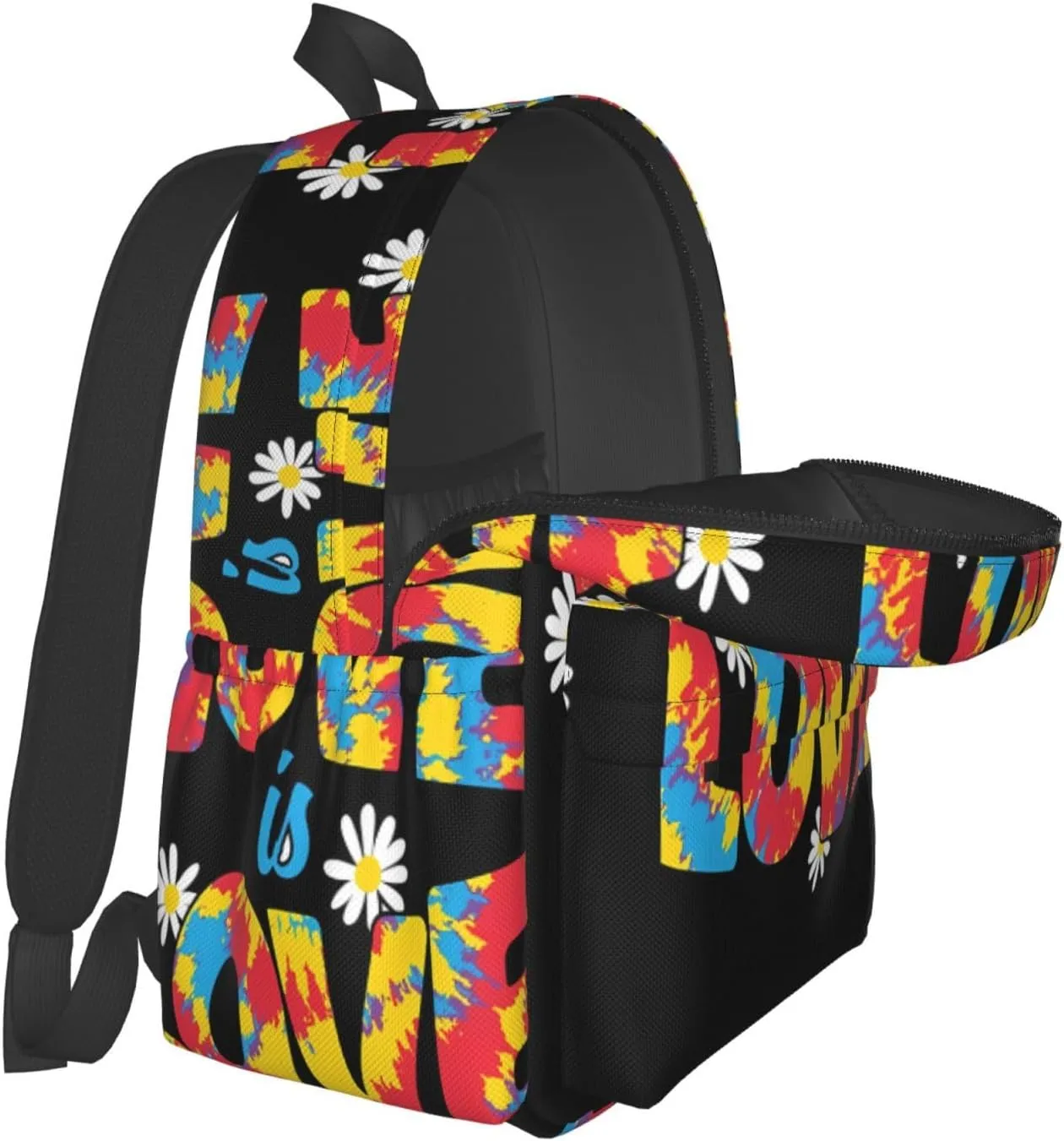 LGBT Rainbow Gay Pride Love Is Love Tie-dye 17 Inch Casual Backpack Laptop Backpacks Travel Back Pack Large Camping Rucksack Hiking Daypack Lightweight Double Shoulder Bag