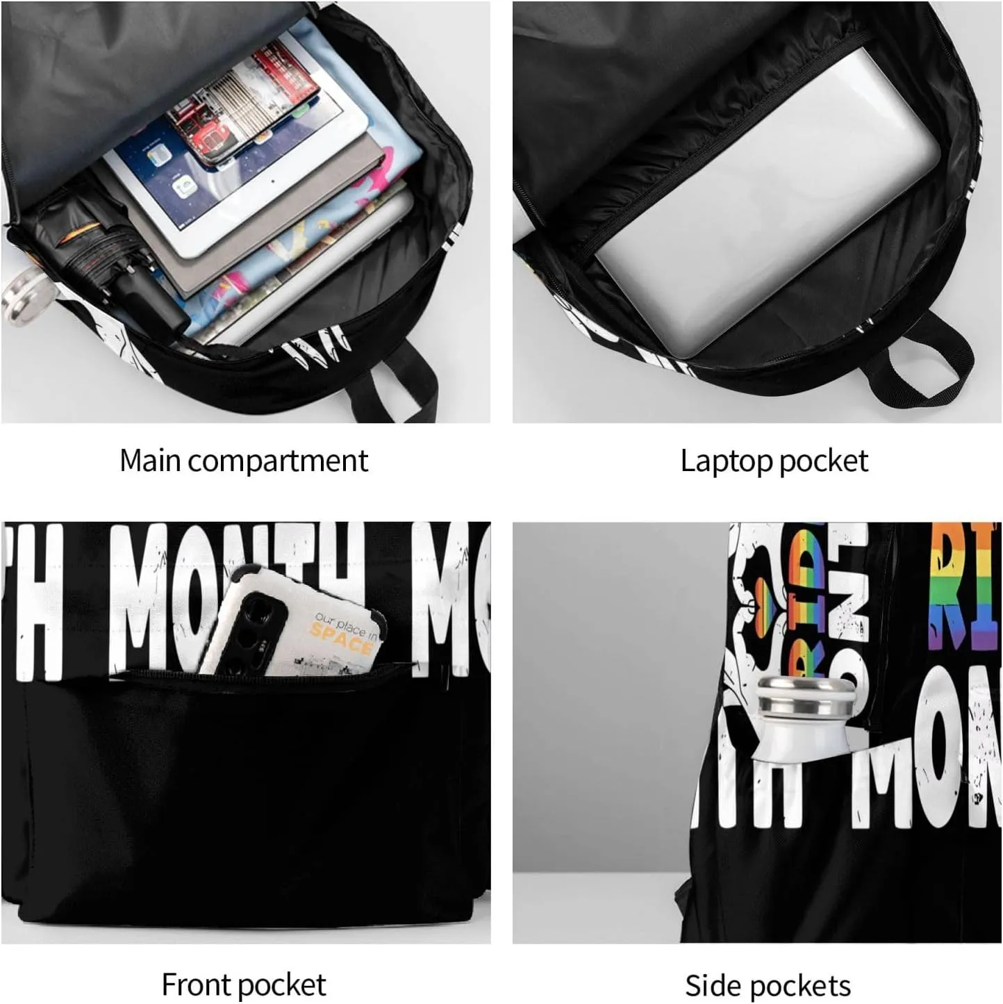 LGBT Rainbow Gay Pride Month Make A Heart Gesture 17 Inch Casual Backpack Laptop Backpacks Travel Back Pack Large Camping Rucksack Hiking Daypack Lightweight Double Shoulder Bag
