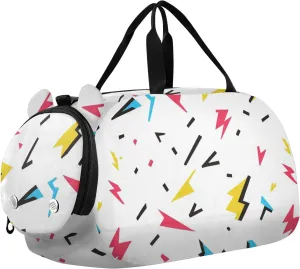 Lightning Video Game White Boy's Gym Duffel Bag with Shoes Compartment Large Capacity Sport Gym Tote Bags for Travel, Sports, Fitness & Workout