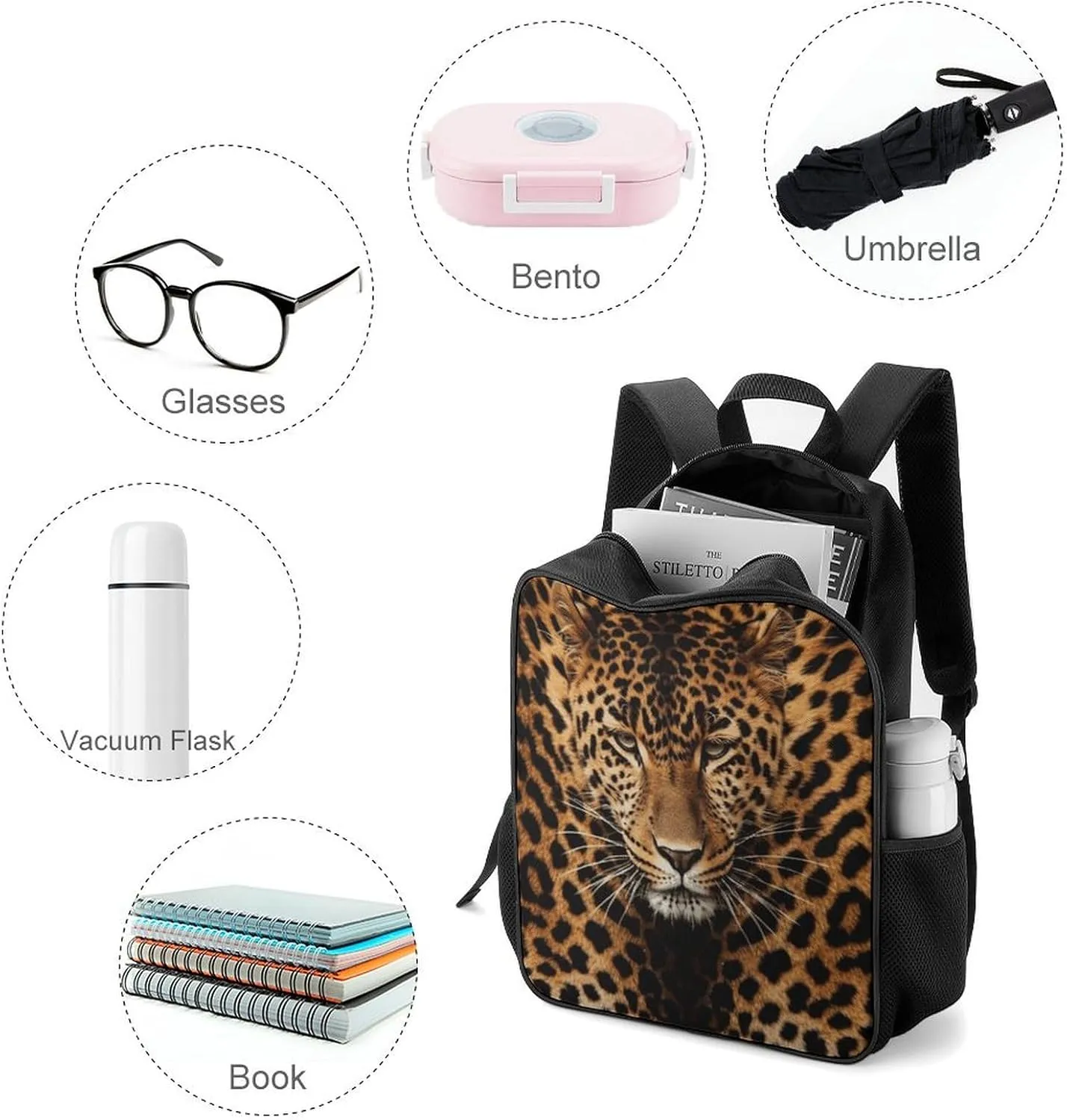 Lightweight Backpacks Cute Travel Bag Durable Depict A Leopard Printing Small Travel Backpack For Women & Men