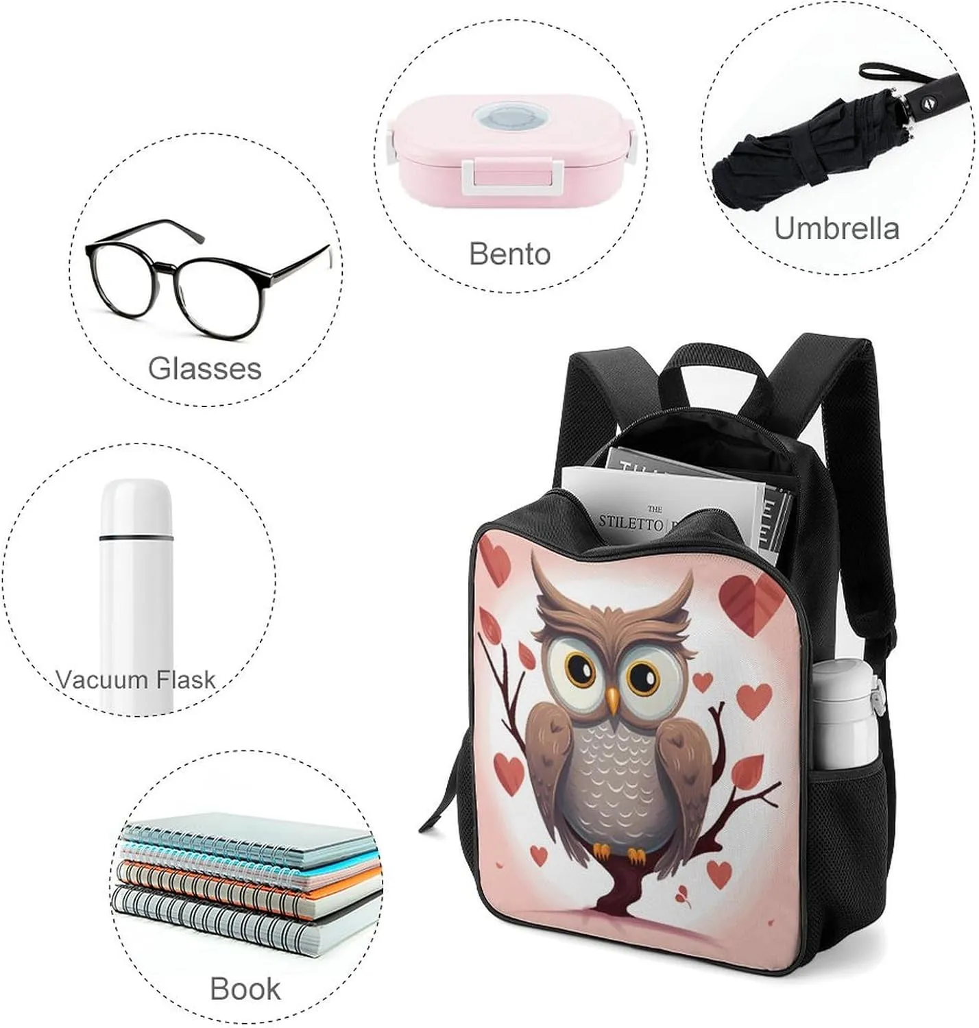 Lightweight Backpacks Cute Travel Bag Durable Owl Lover1 Printing Small Travel Backpack For Women & Men