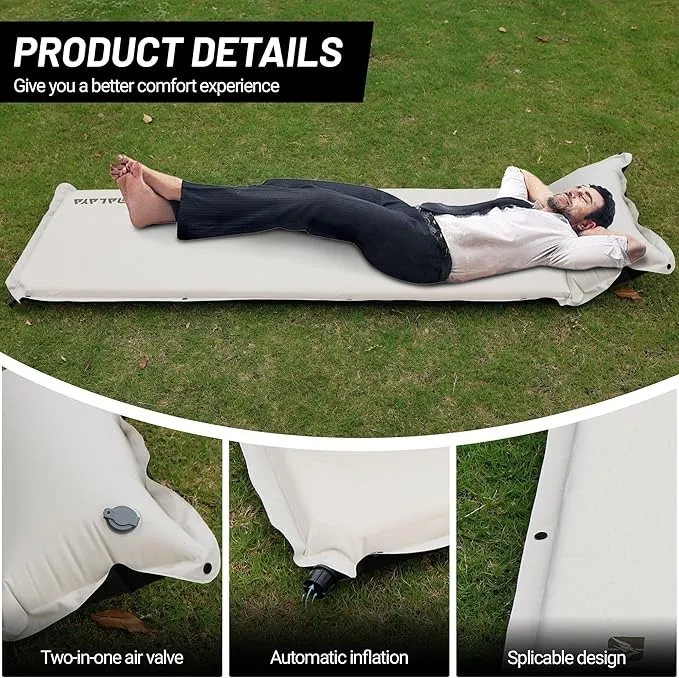 Lightweight Camping Sleeping Pad Inflatable Sleeping Mat Compact Camping Air Mattress with Pillow Backpacking Foam Sleeping Pad