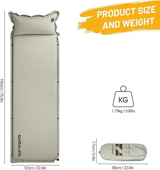 Lightweight Camping Sleeping Pad Inflatable Sleeping Mat Compact Camping Air Mattress with Pillow Backpacking Foam Sleeping Pad