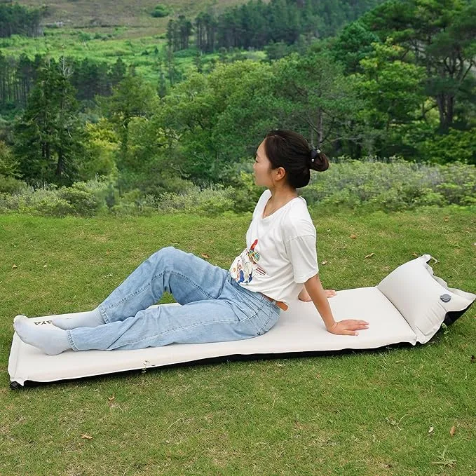 Lightweight Camping Sleeping Pad Inflatable Sleeping Mat Compact Camping Air Mattress with Pillow Backpacking Foam Sleeping Pad