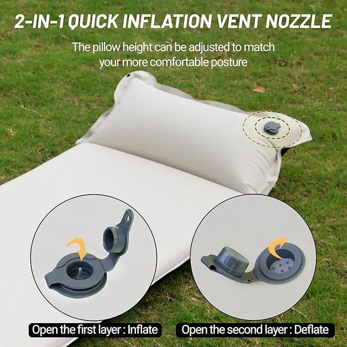 Lightweight Camping Sleeping Pad Inflatable Sleeping Mat Compact Camping Air Mattress with Pillow Backpacking Foam Sleeping Pad