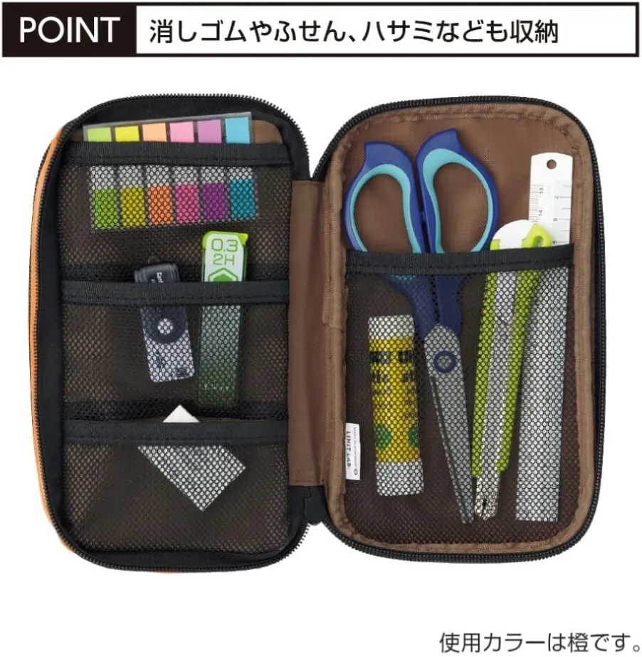 LIHIT LAB Large Capacity Double Zipper Pencil Case For School Office College, Big Capacity 6 Compartments Pencil Bag Holder Adults Teen Boys Girls, Travel Cosmetics Storage, Black (A7555-24)