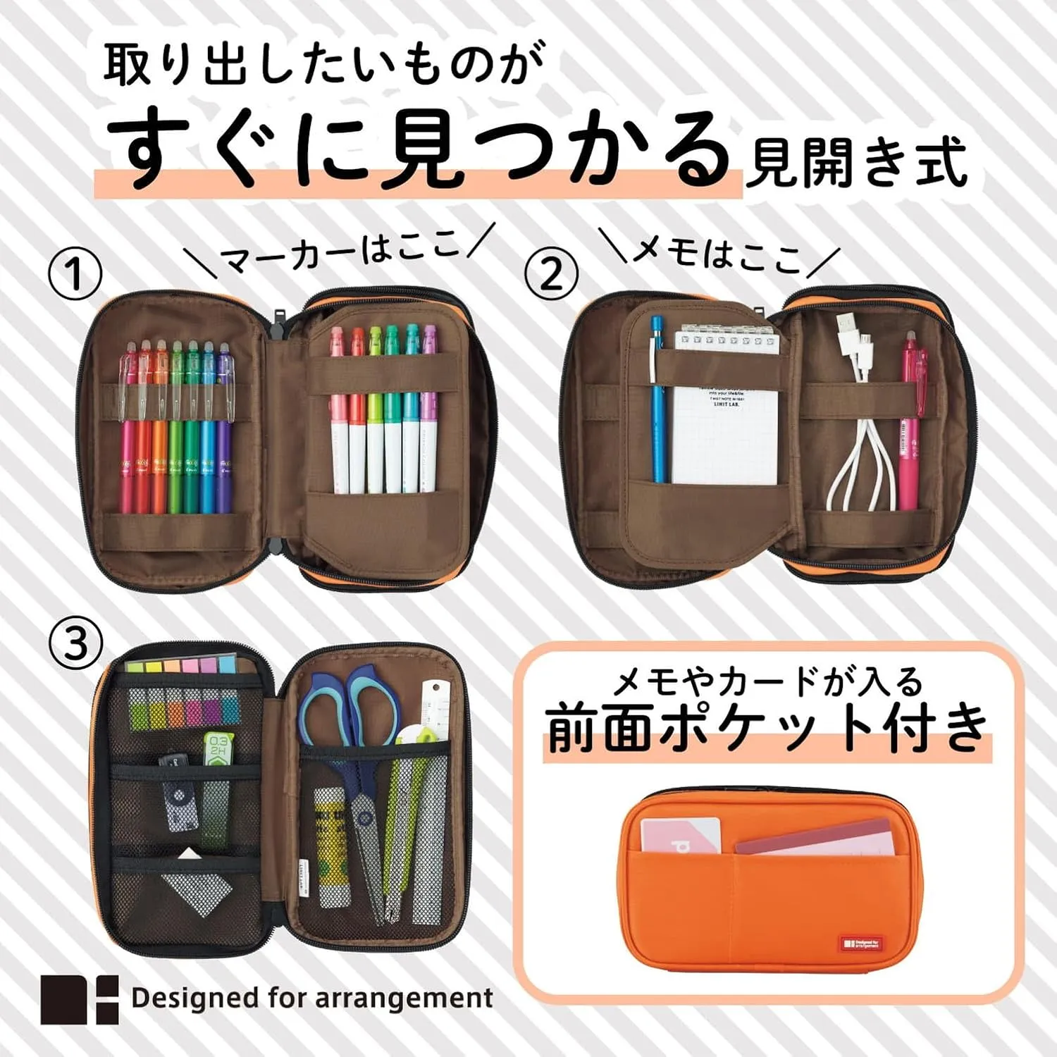 LIHIT LAB Large Capacity Double Zipper Pencil Case For School Office College, Big Capacity 6 Compartments Pencil Bag Holder Adults Teen Boys Girls, Travel Cosmetics Storage, Indigo (A7555-11)