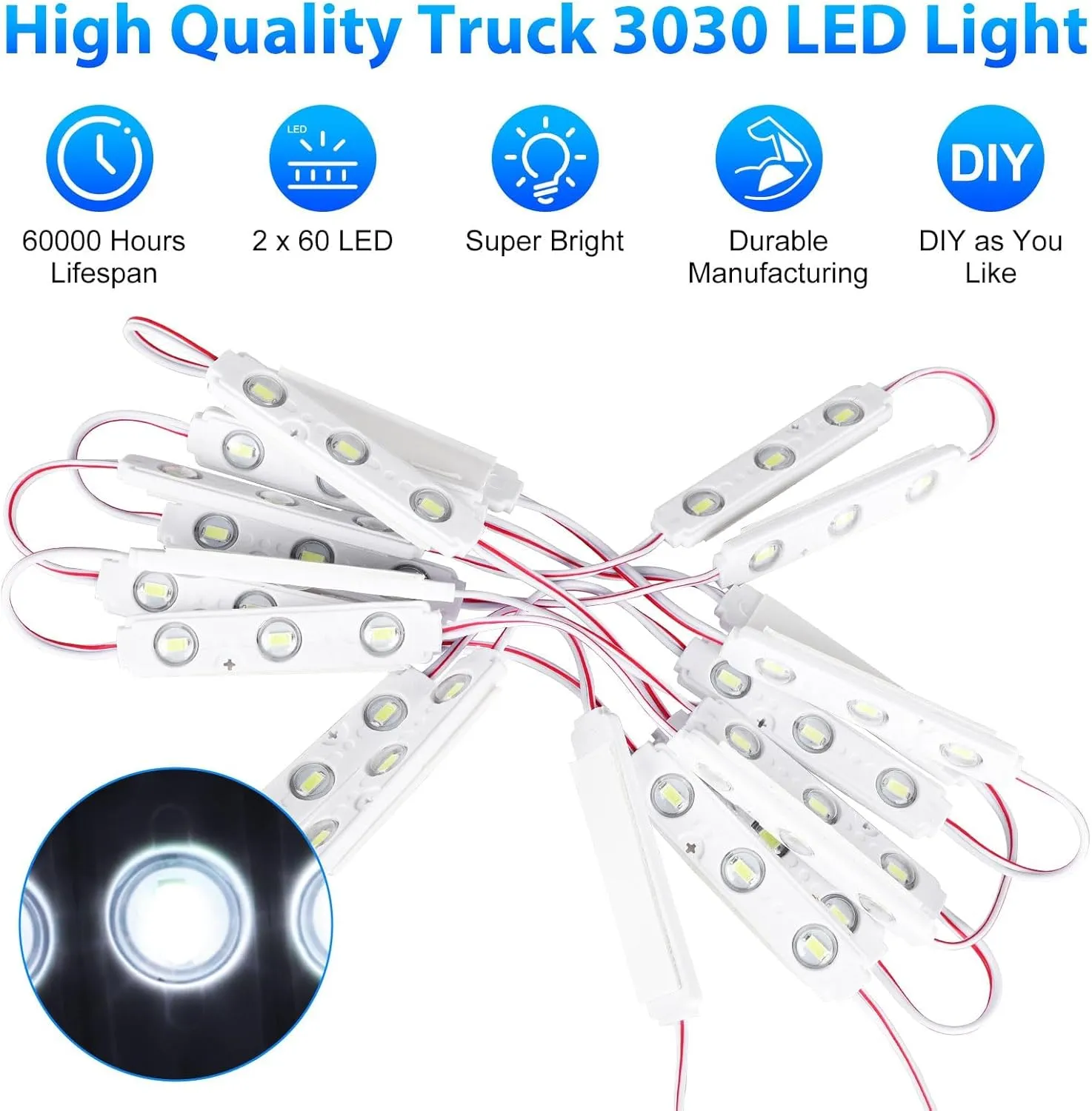 Linkstyle 12V 120 LEDs Van Interior Light Kits, 12V LED Light Strip LED Module Lights Ceiling Lamp for Car Van Truck Auto Vehicle, 40 Modules