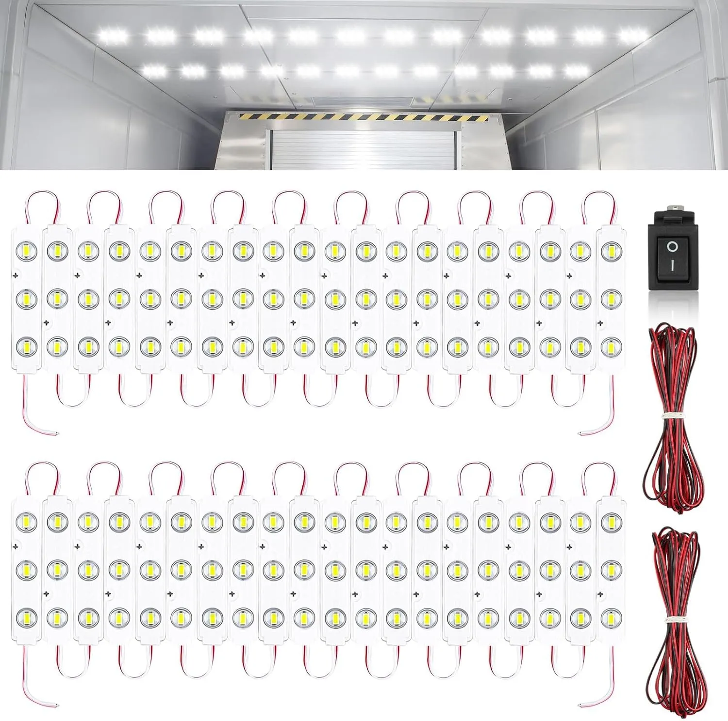 Linkstyle 12V 120 LEDs Van Interior Light Kits, 12V LED Light Strip LED Module Lights Ceiling Lamp for Car Van Truck Auto Vehicle, 40 Modules