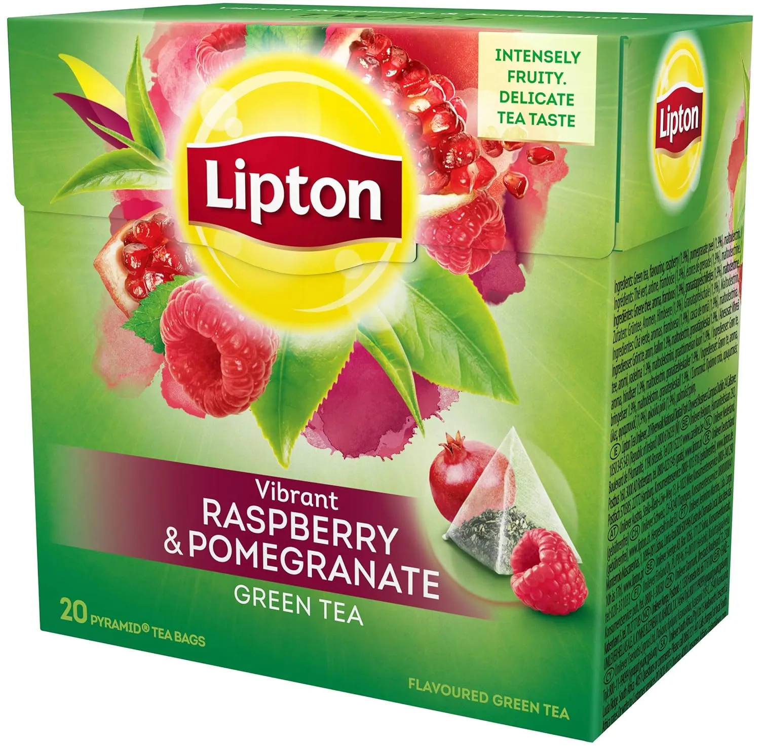Lipton Green Tea - Raspberry Pomegranate - Premium Pyramid Tea Bags (20 Count Box) [PACK OF 3]