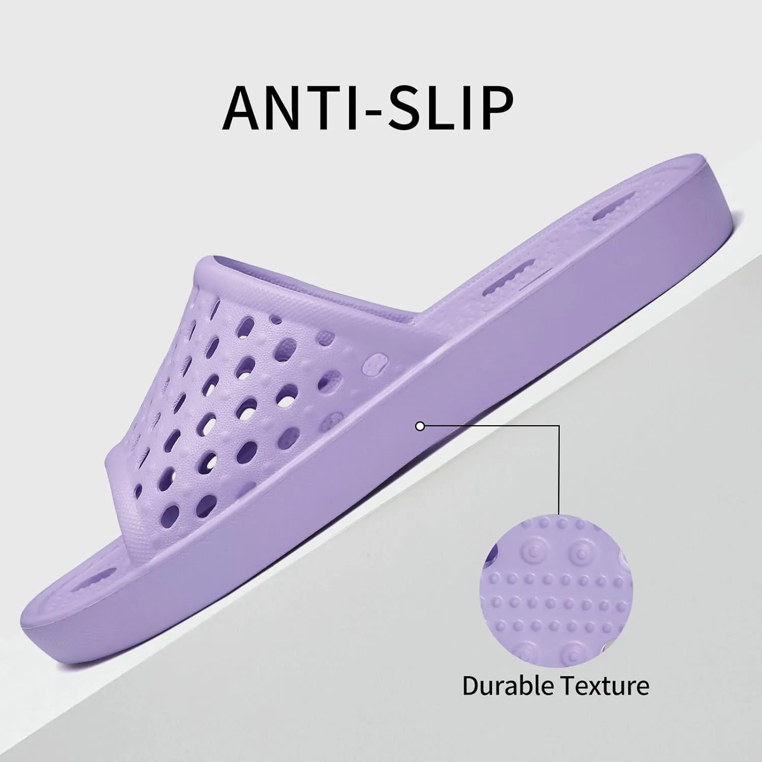 Litfun Shower Shoes for Women Non-Slip Quick Dry Shower Slippers Lightweight Pool Sandals with Drain Holes for College Dorm, Beach, Bathroom & Gym