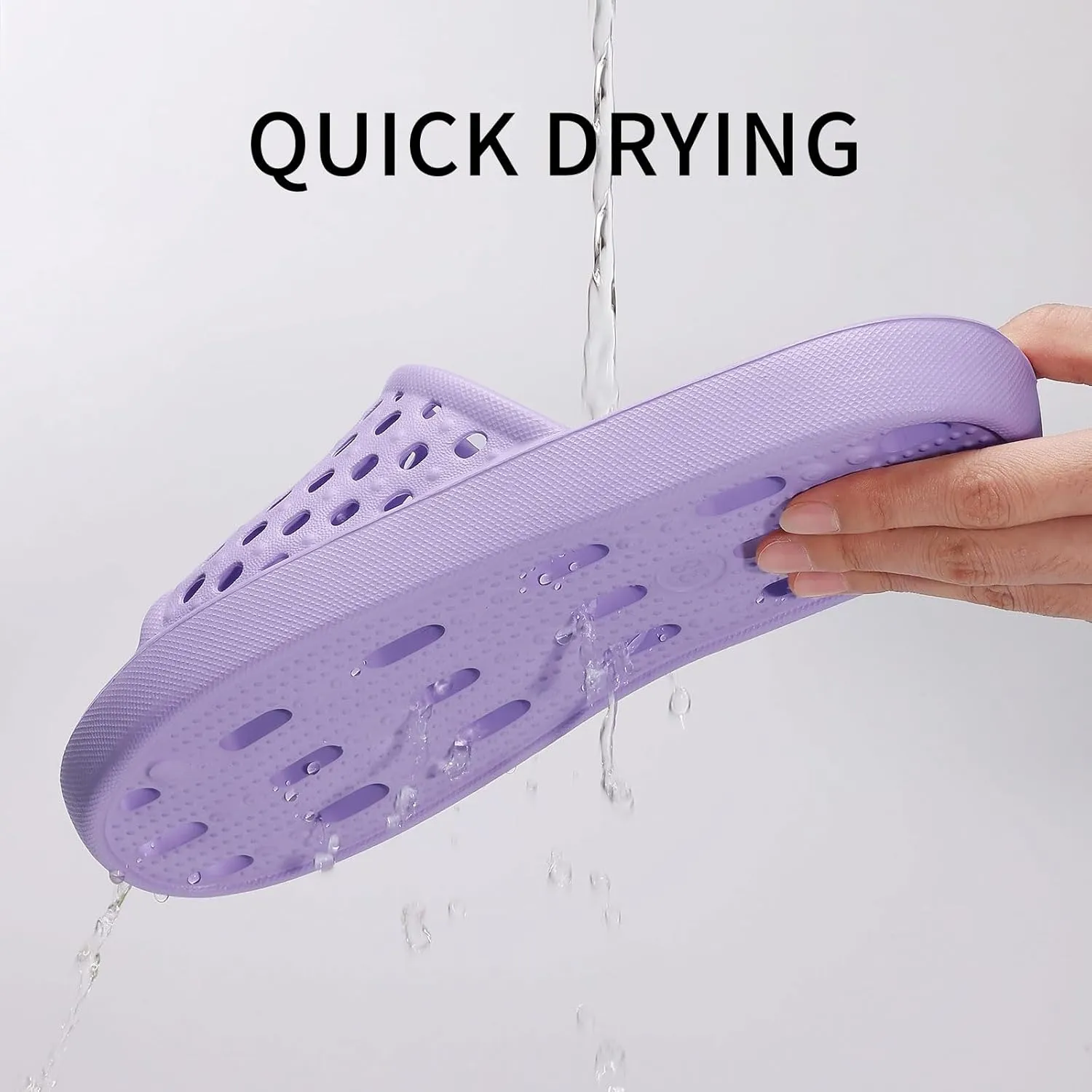 Litfun Shower Shoes for Women Non-Slip Quick Dry Shower Slippers Lightweight Pool Sandals with Drain Holes for College Dorm, Beach, Bathroom & Gym