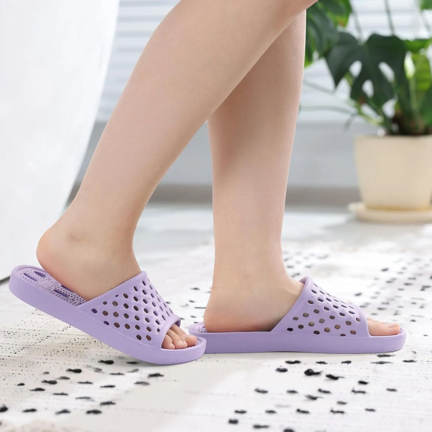 Litfun Shower Shoes for Women Non-Slip Quick Dry Shower Slippers Lightweight Pool Sandals with Drain Holes for College Dorm, Beach, Bathroom & Gym