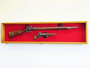 Long Rifle/Musket Gun Display Case Wall Rack Cabinet w/UV Protection -Lockable