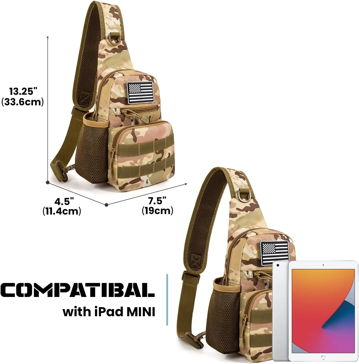 Love Deliver Sling Backpack Tactical Sling Bag for Men, Chest Bag Daypack Crossbody for Travel Sport Running Hiking,Camouflage-01