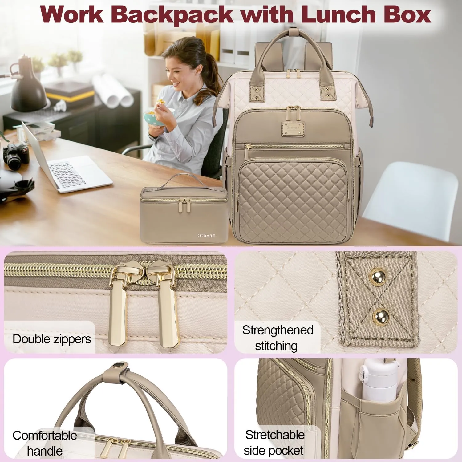 Lunch Backpack for Women, 15.6 inch Laptop Backpacks for Womens, Work Backpacks with Lunchbox,Insulated Back pack Cooler,Teacher Nurse Travel Backpack for Women