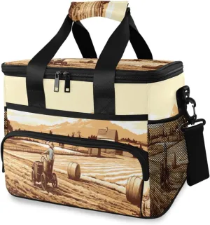 Lunch Bag Farmland Insulated Cooler Bag Reusable Lunch Box with Shoulder Strap for Picnic Hiking Camping Work