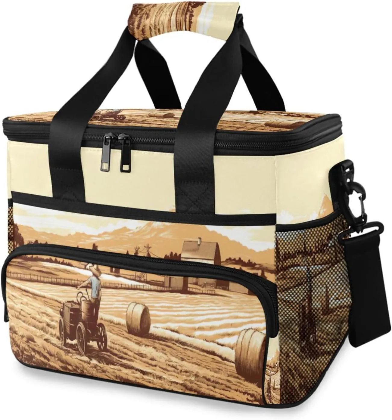 Lunch Bag Farmland Insulated Cooler Bag Reusable Lunch Box with Shoulder Strap for Picnic Hiking Camping Work