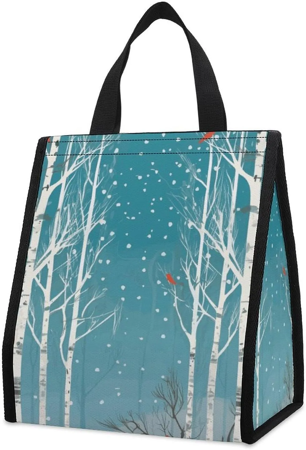 Lunch Bag for Women Men Cute Insulated Lunch Box Reusable Portable Merry Christmas Birch Tree Lunch Tote Bag for Work Office Travel