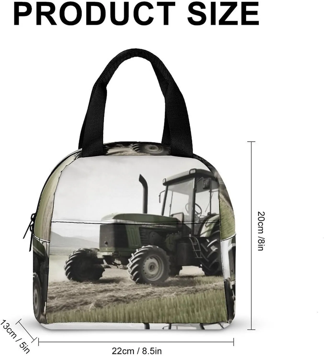 Lunch Bag for Women Men Lunch Box Reusable Tractor Agriculture Tranquil Lunch Tote Bag Leakproof Lunch Cooler Bag for Work
