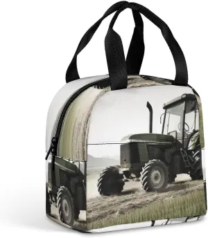Lunch Bag for Women Men Lunch Box Reusable Tractor Agriculture Tranquil Lunch Tote Bag Leakproof Lunch Cooler Bag for Work