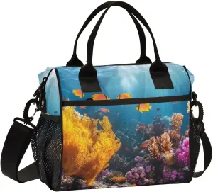 Lunch Bag for Women Men, Seafloor View Reusable Insulated Lunch Box, Large Capacity Leakproof Lunch Cooler Bags for Work Travel Picnic